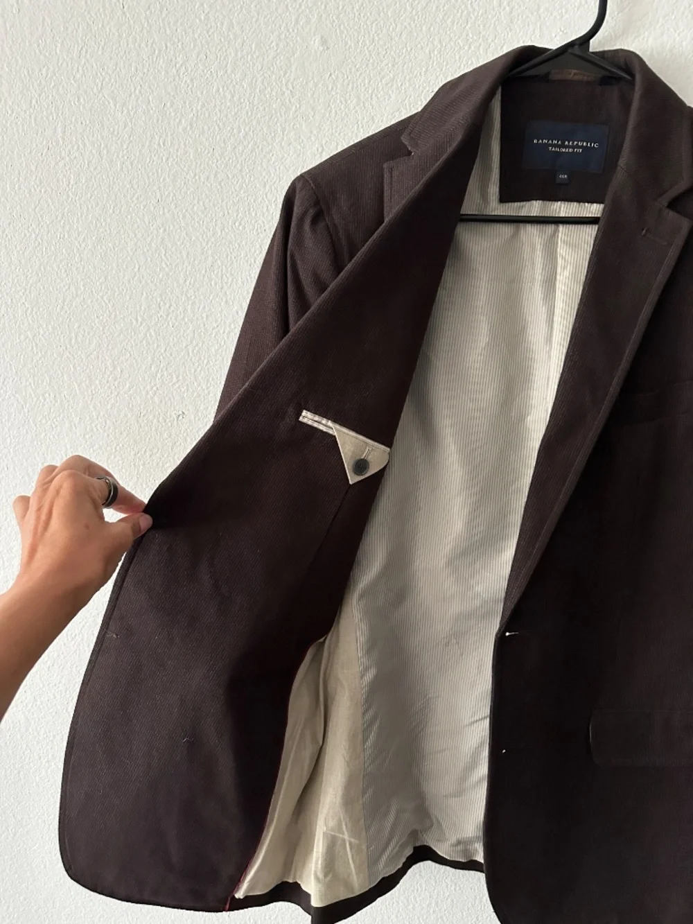 Banana Republic Mens 40R Tailored Fit Brown Microstripe Cotton Blazer Sport Coat